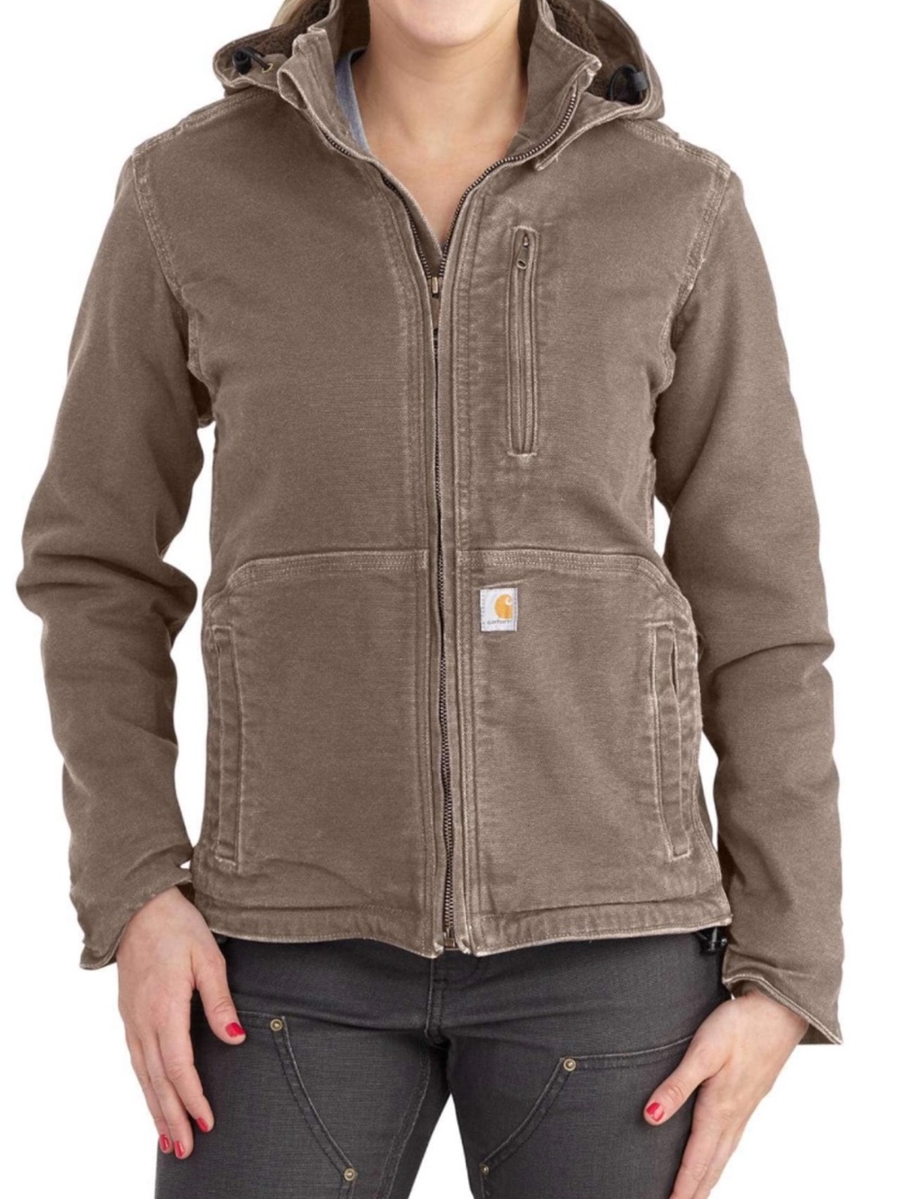 NWOT Carhartt Full Swing Loose Fit Women's Hooded Canvas Jacket in Grey/Shadow